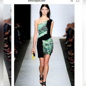 BCBG RUNWAY one shoulder embroidered mini dress prestined